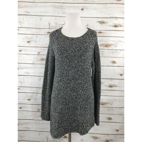 J. Jill Sweaters - J. Jill Asymmetrical Hem Sweater Marled Black Gray Knit Wool XS Oversized